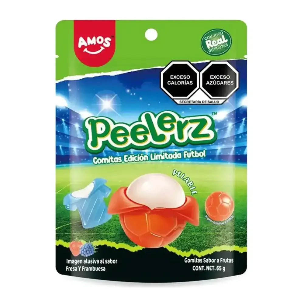 Bolsa con gomitas peelerz futbol sabor fresa y frambuesa, 65g / 087142
