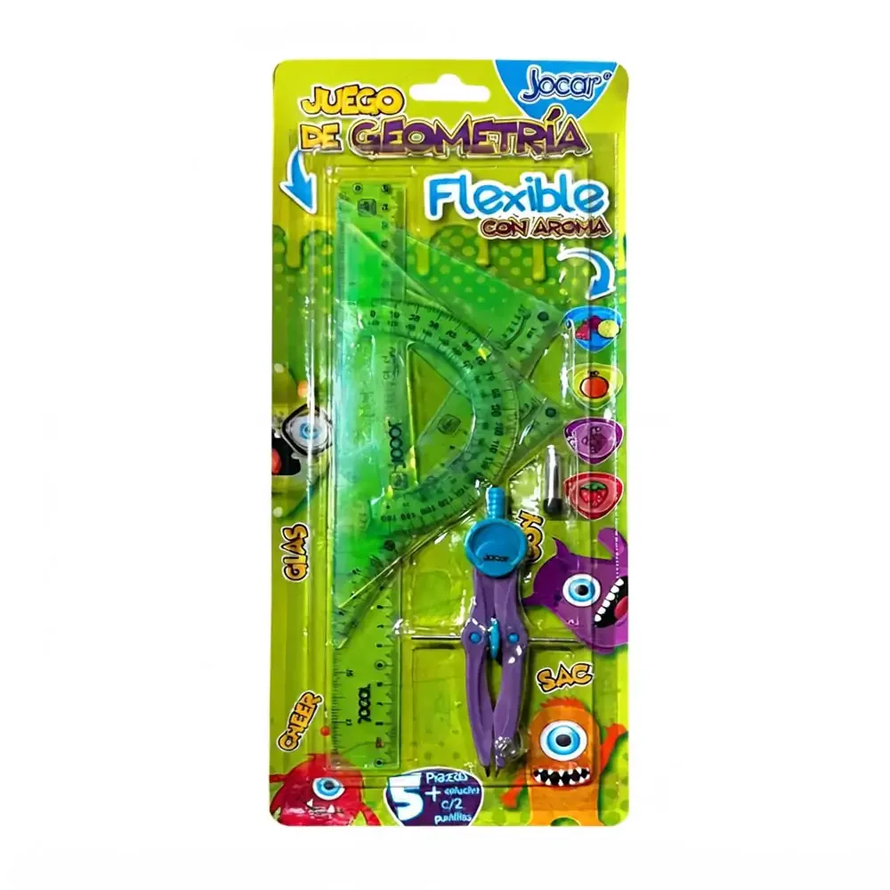 Juego de geometría flexible con aroma jocar de 5 piezas con 2 estuches de minas, variedad