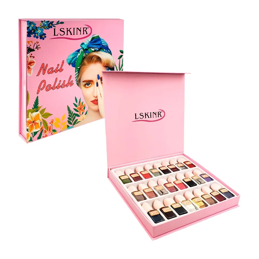 Paquete con 24 mini esmaltes de tapa rosa variedad de colores y terminados, 15ml