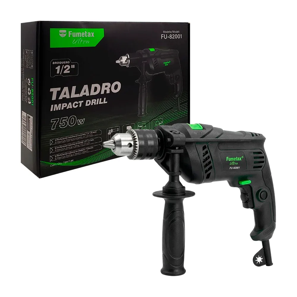 Taladro impact drill 750w, perforación máxima en concreto, metal y madera