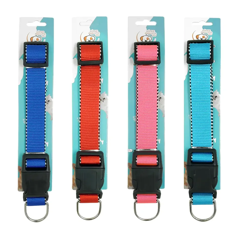 Collar de tela ajustable para mascota con broche de seguridad y hebilla en d