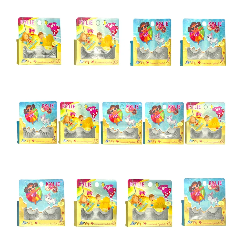 1pza Pestañas postizas kylie 3d, variedad de modelos + empaque con temática de playa / handmade eyalash 3d / 840576