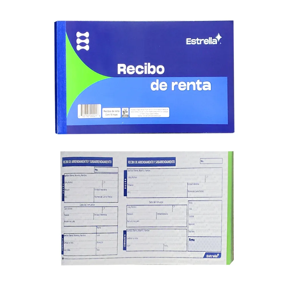 Block recibo de renta con 50 hojas, estrella / 000216