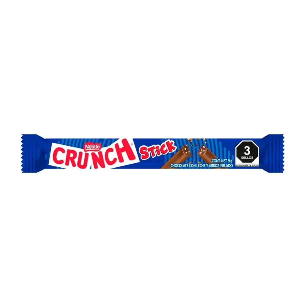 1pza barra de chocolate crunch stick rellena de leche con arroz, 9g / crunch