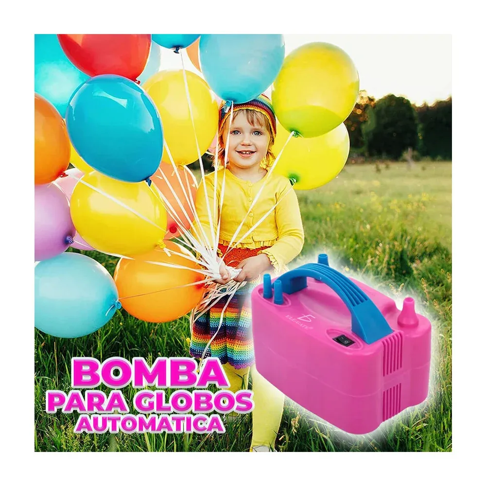 Bomba eléctrica de plástico portátil para inflar globos con modos de inflado continuo y controlado, doble boquilla y asa / 73005 / electric balloon pump
