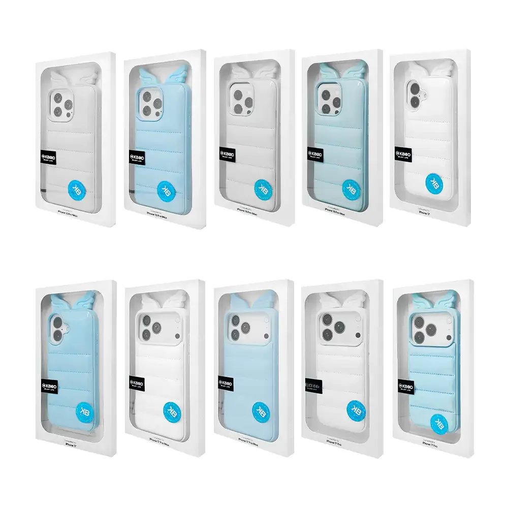 Funda protectora para celular de silicona con efecto acolchado y decoración alas de ángel, variedad