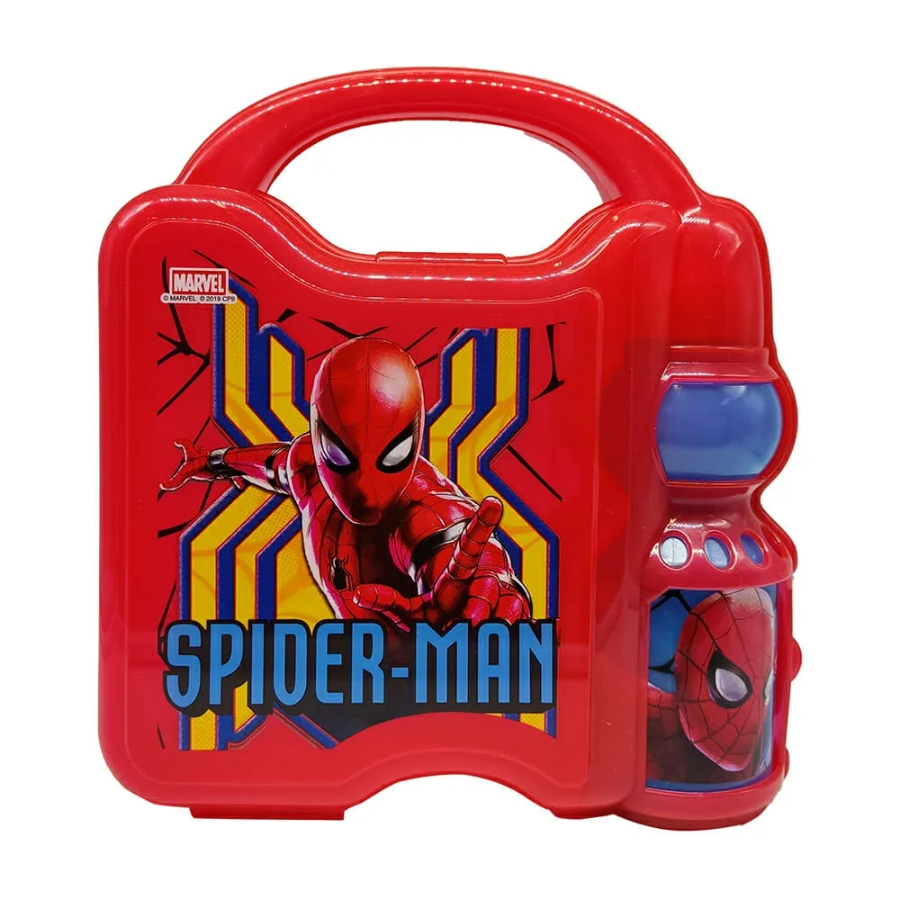 Lonchera de plástico con tupper y botella, diseño de spider-man / far from home / plc-6851 / 1669-711wm