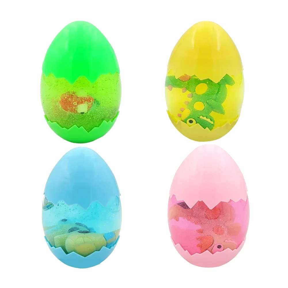 Huevo slime con brillantina + mini dinosaurio para llavero, variedad de colores