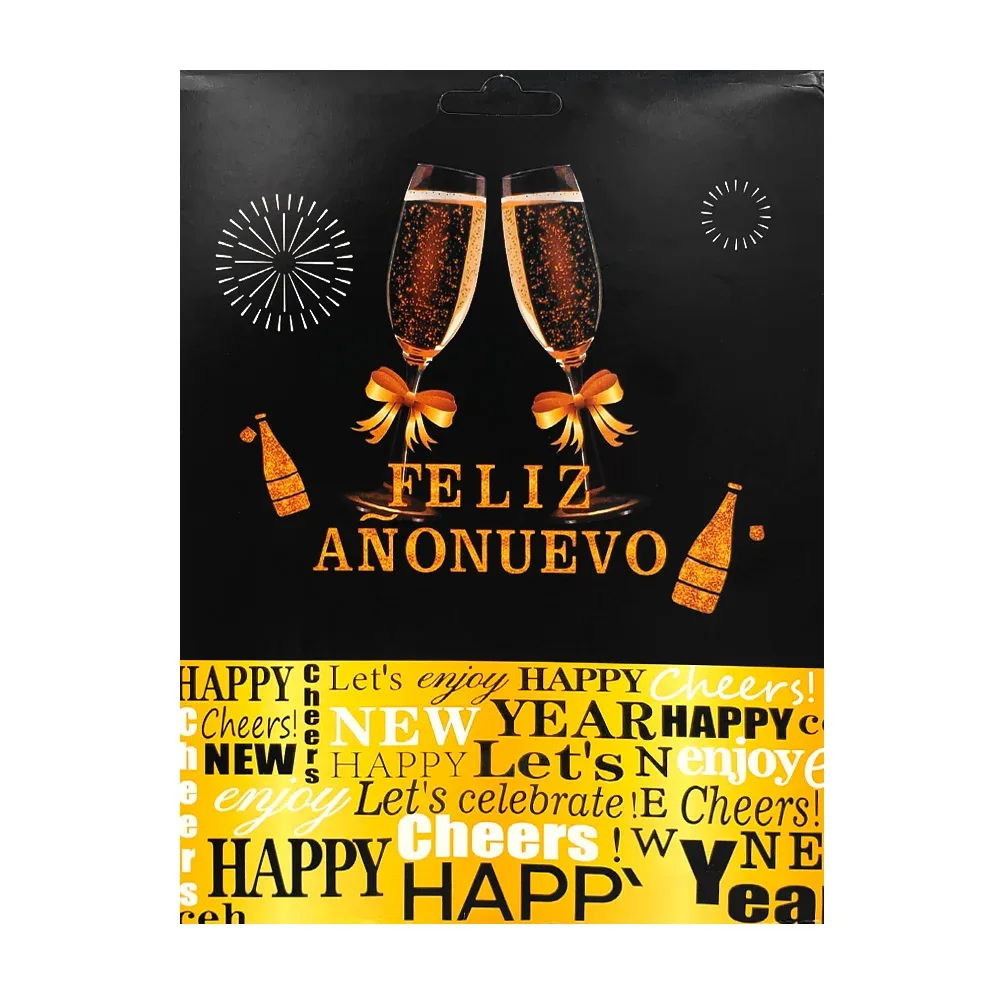 Banner banderín colgante de feliz año nuevo con detalles dorados / 663214