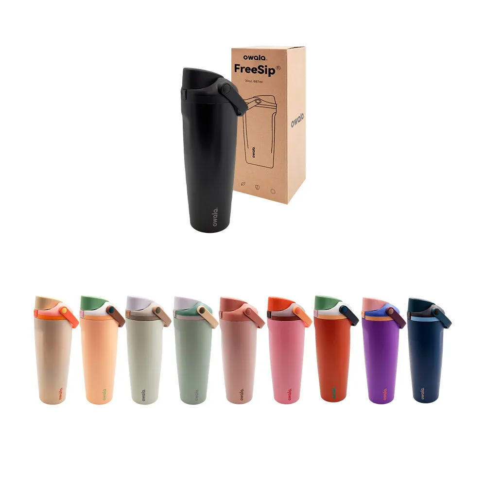 Vaso termo liso de acero inoxidable 30oz con asa, variedad de colores / Freesip