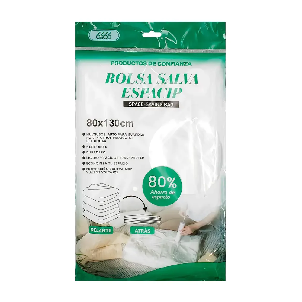 Bolsa de plástico con válvula de vacío para reducir espacio, 80x130cm