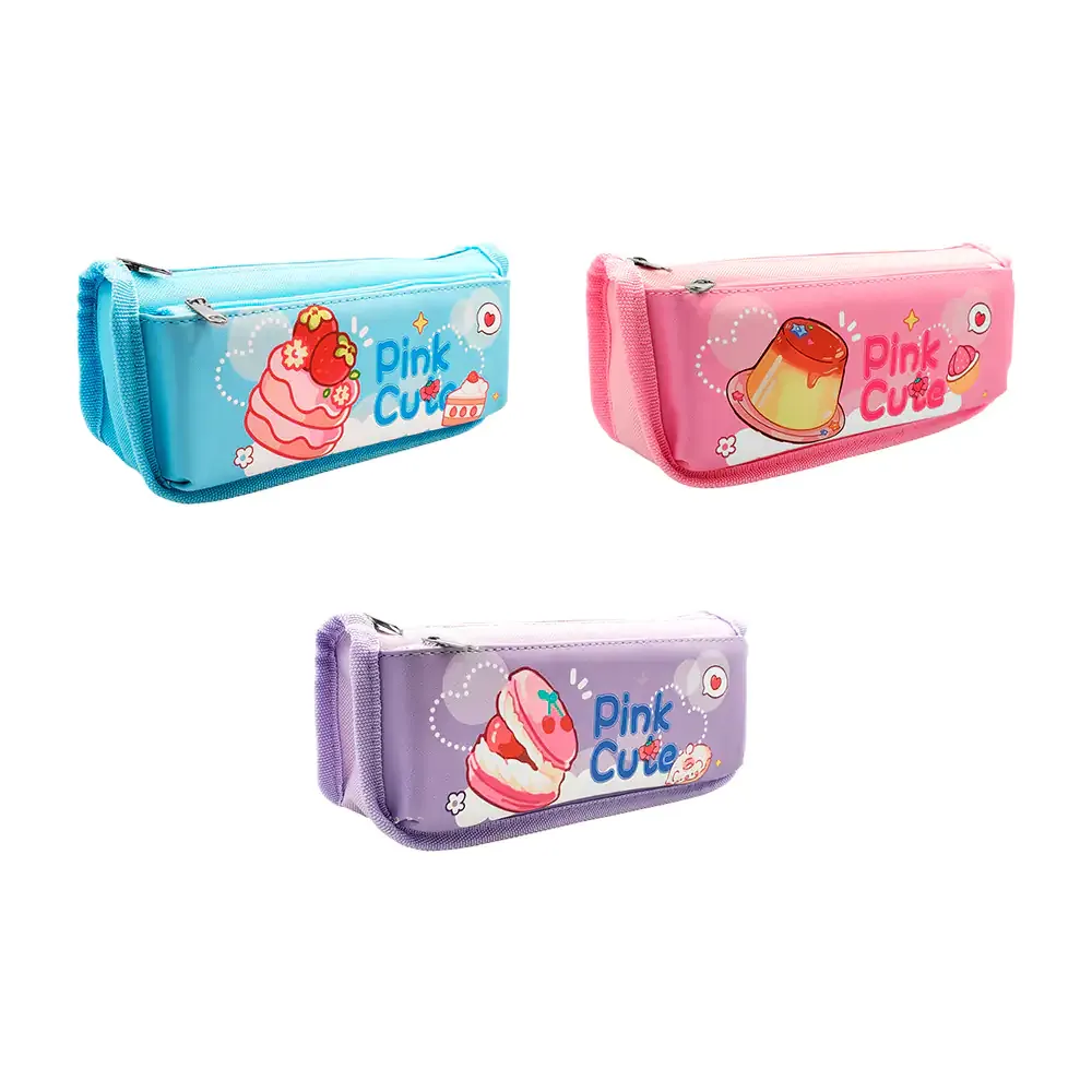 Estuche - lapicera de 2 compartimentos con estampado de postre, variedad / b3303