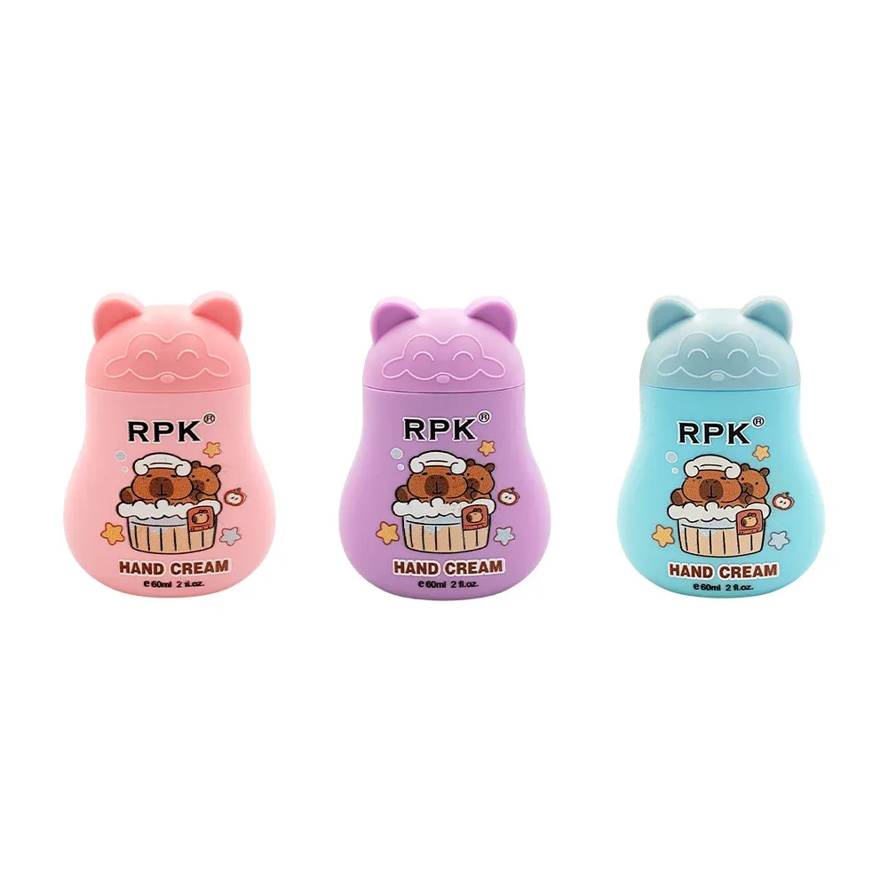 Crema para manos con fragancia suave, botella estampado de capibara, 60ml / rpk