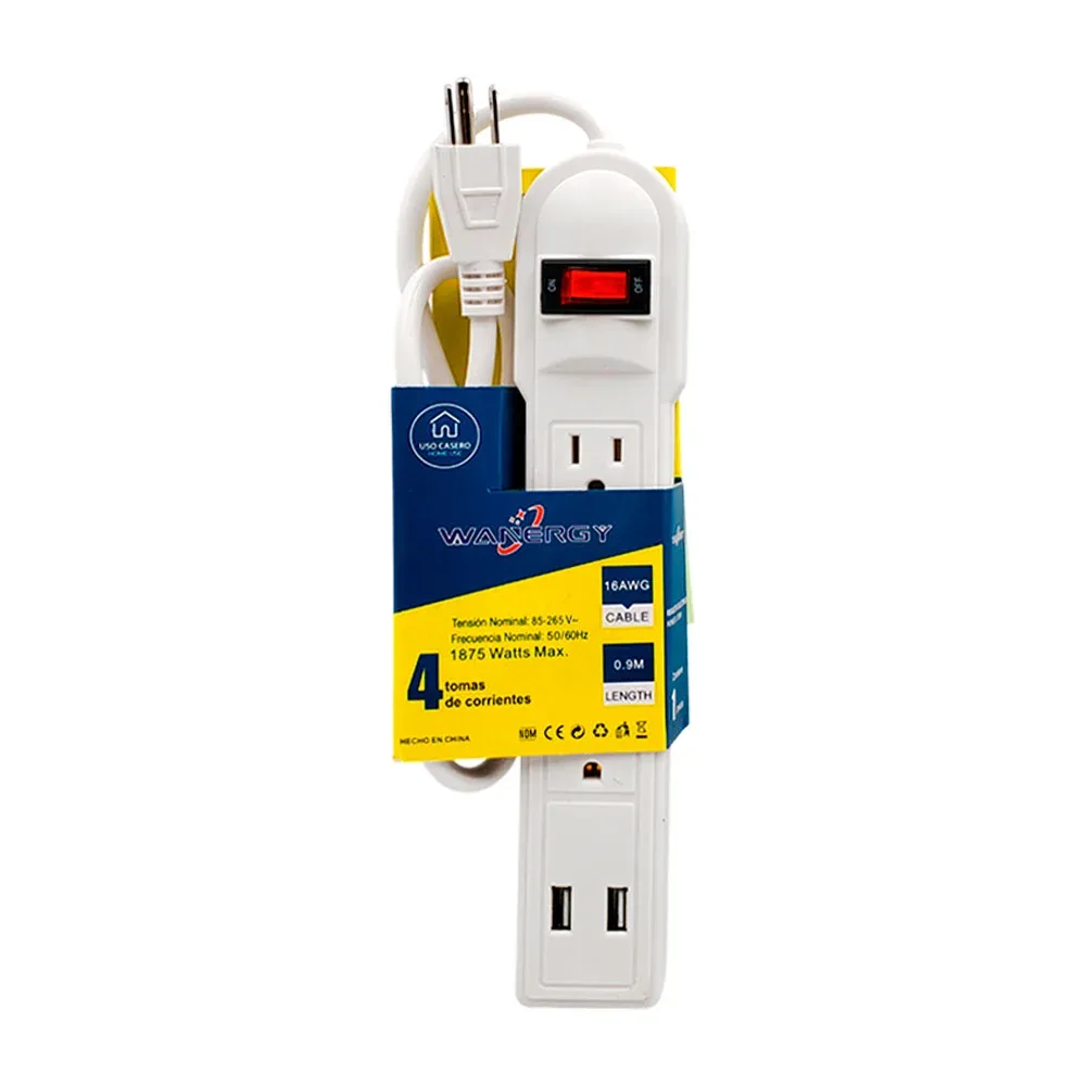 Multicontacto wanergy con 6 tomacorrientes trifásicos y 2 conectores usb / 05127