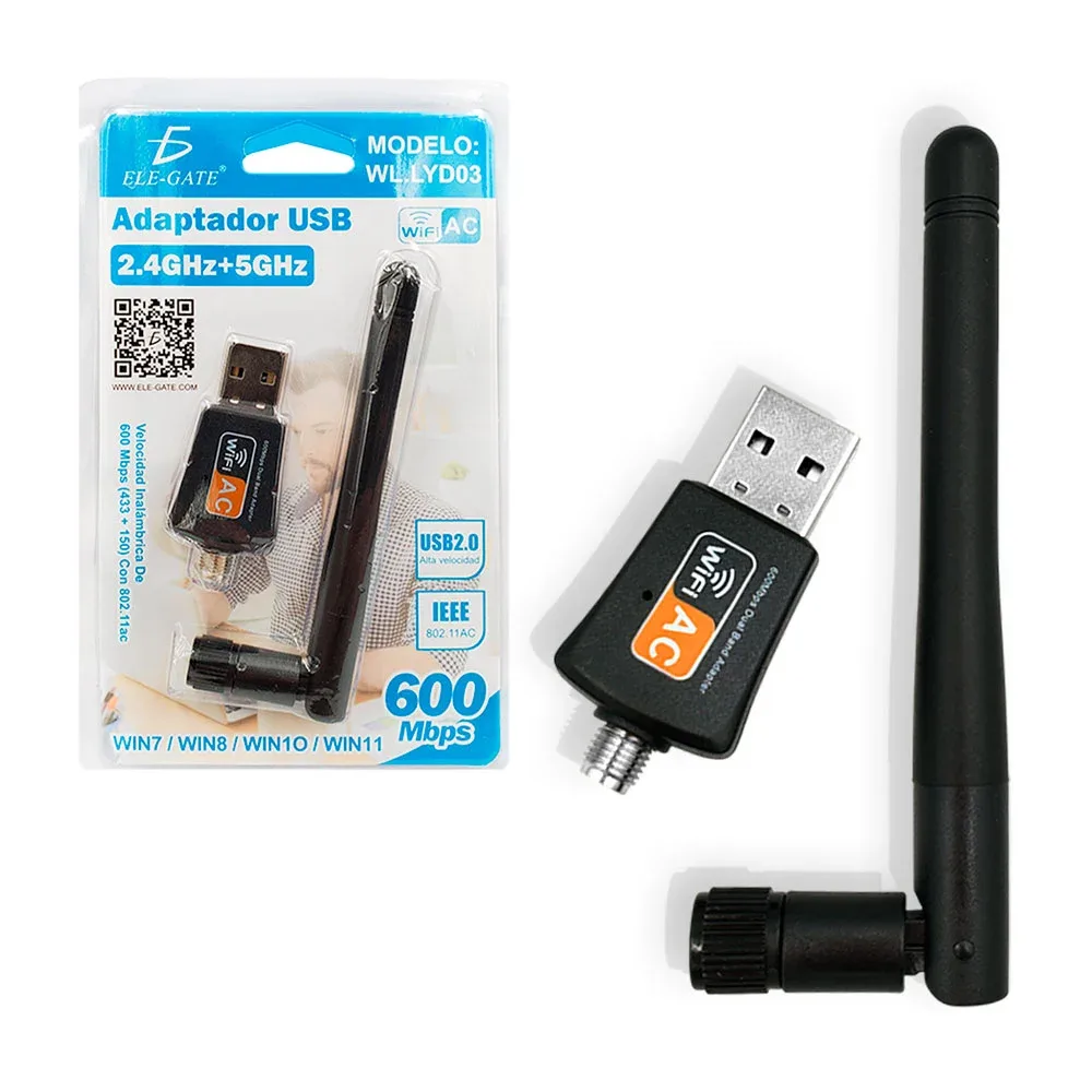 Adaptador usb receptor wifi 2.4ghz + 5ghz / wl.lyd03
