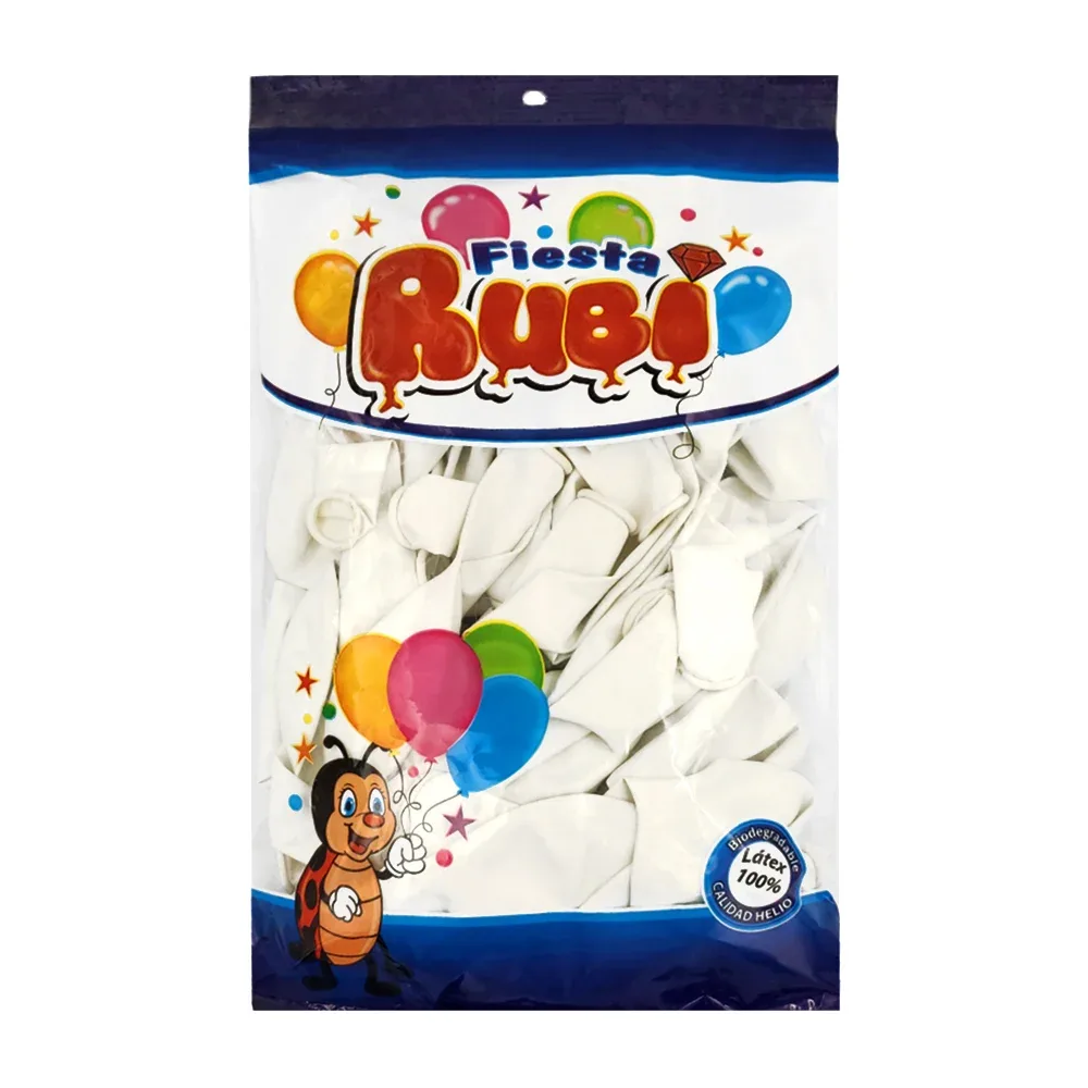 Paquete con 50 globos de latex fiesta rubí color blanco, 12in / blanco12in