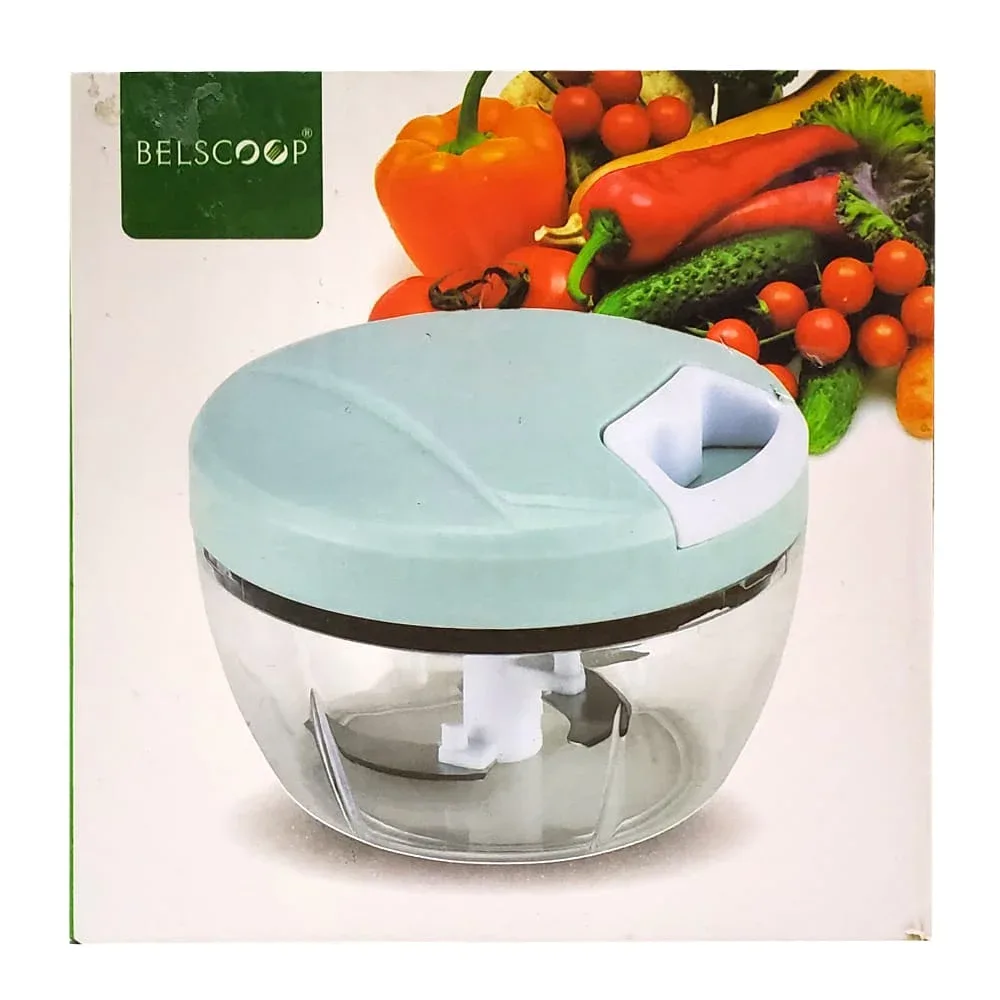 Procesador / cortador mediano de comida manual belscoop con 3 aspas metálicas / 11608