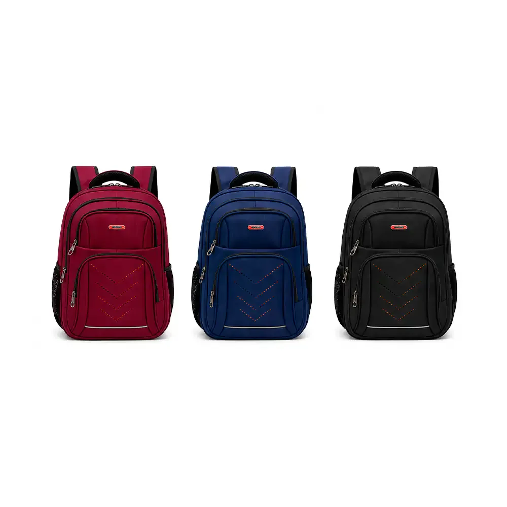 Mochila mediana polweng con 4 compartimentos + 1 oculto, puntos perforados en V