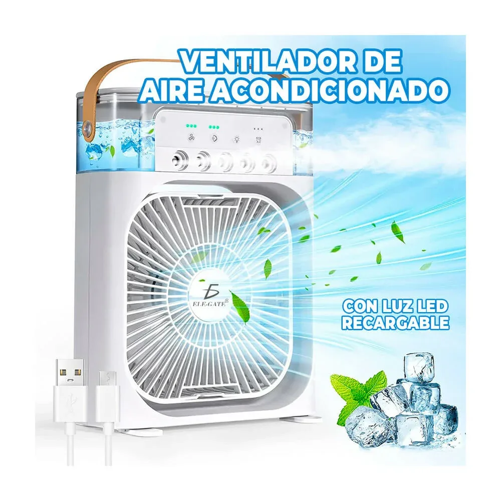 Mini ventilador cooler usb con función de humidificador, luz y capacidad para 600ml / clr.64