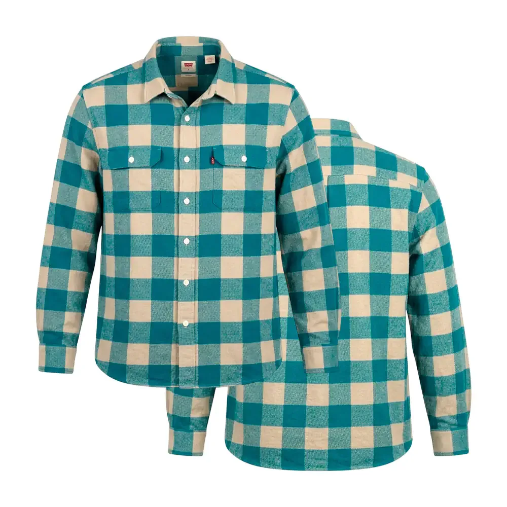 Camisa levis original de franela, cuadros grandes verdes, variedad de tallas
