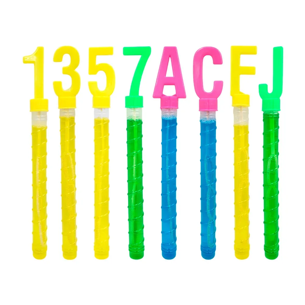 1pza Vara de burbujas con tapa en forma de números y letras, surtido / c4280