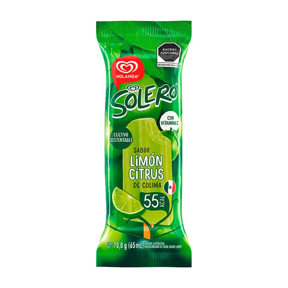 Paleta holanda de agua sabor limón adicionada con vitamina c, 65ml