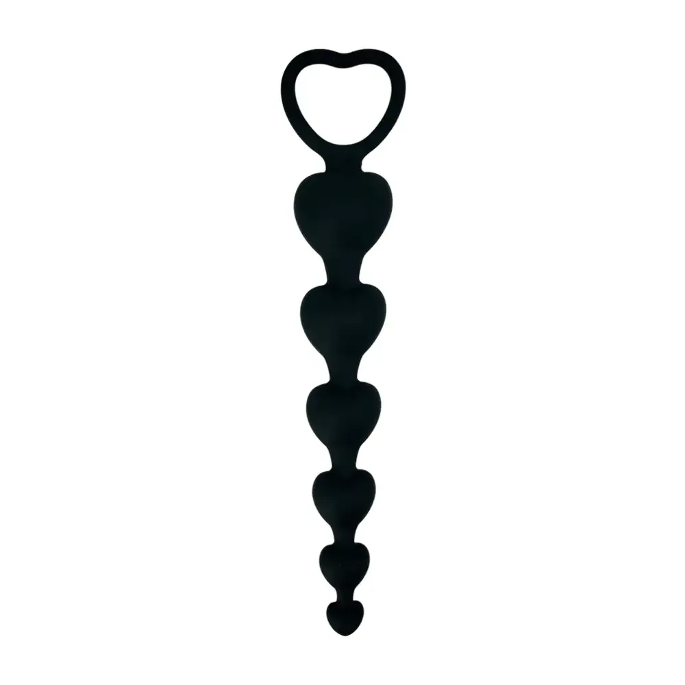 Plug anal de esferas en forma de corazón, plástico resistente 15cm + argolla de corazón / 23158
