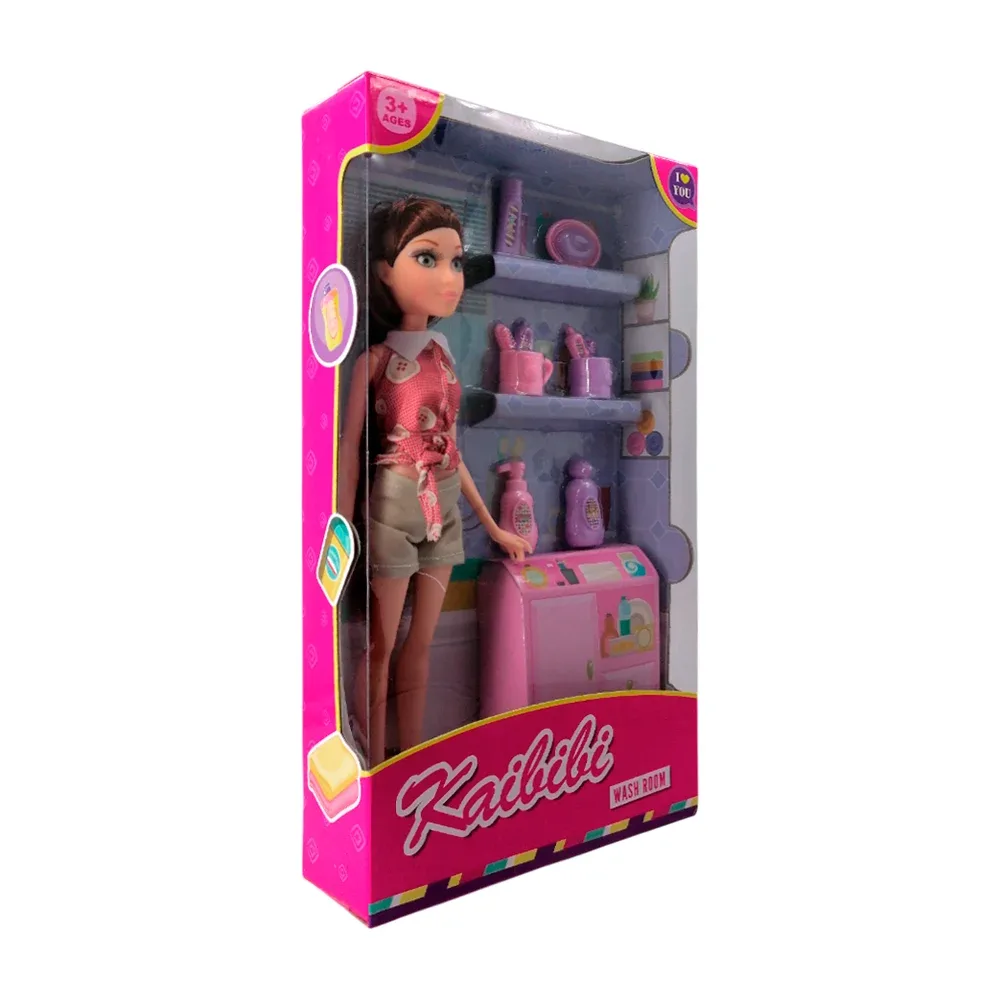 Muñeca articulada con temática cuarto de lavado + accesorios, variedad de modelos / wash room / wgdy115g