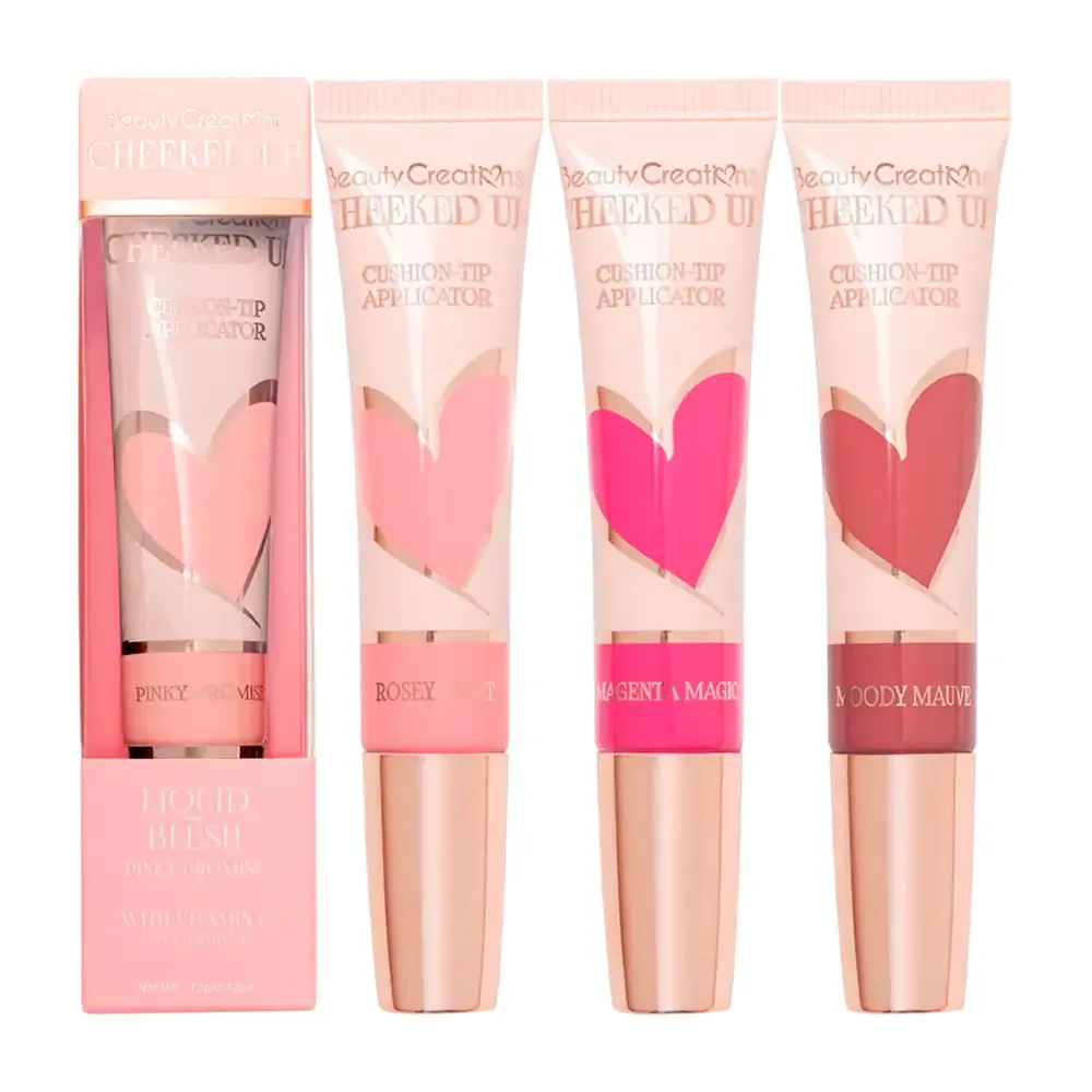 1pza rubor líquido con vitamina e cheeked up con esponja aplicadora cuchion-tip, 12g, variedad
