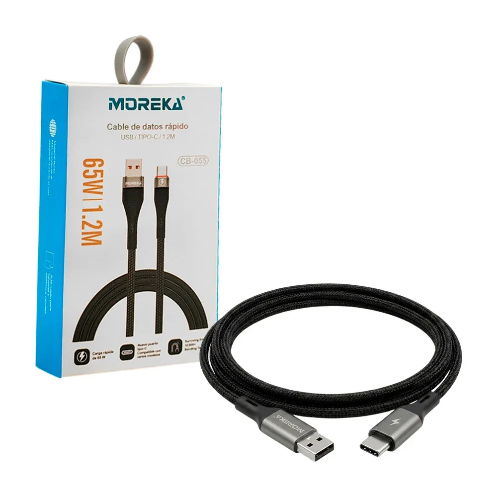 Cable de carga rápida tipo c, con recubrimiento de malla textil