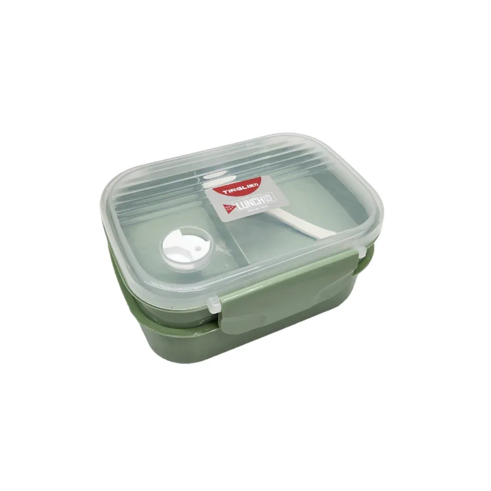 Tupper rectangular de 2 niveles con cuchara y válvula reguladora, variedad de colores / 2231