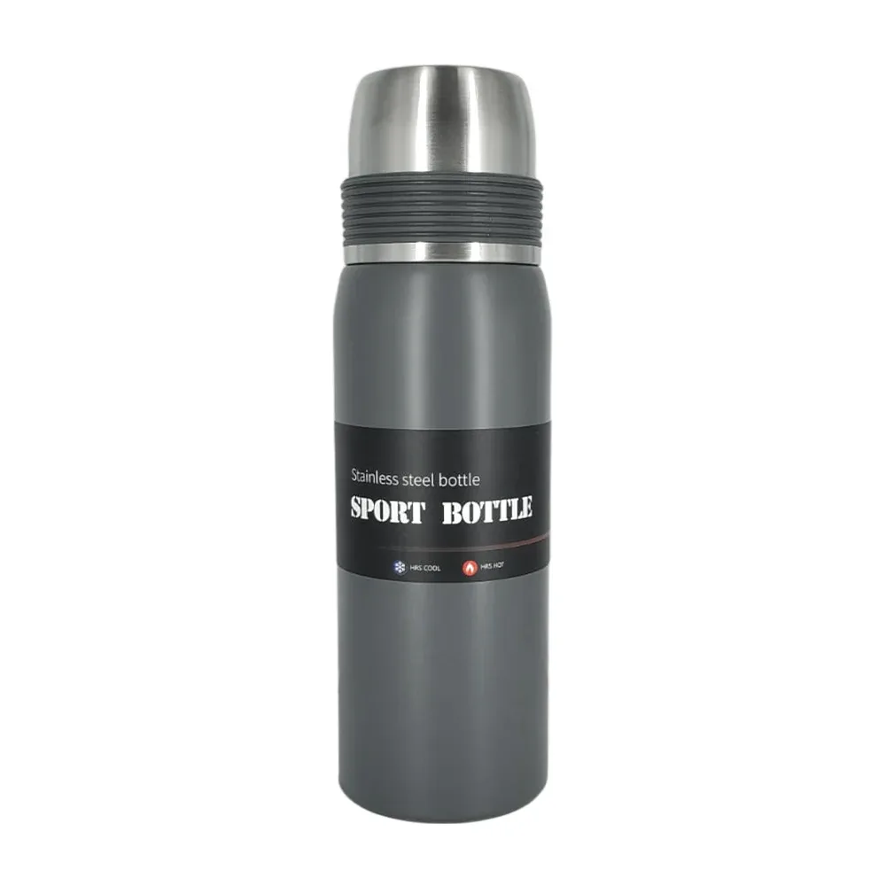 Termo metálico liso de acero inoxidable con correa y capacidad de 600 ml / businnes
