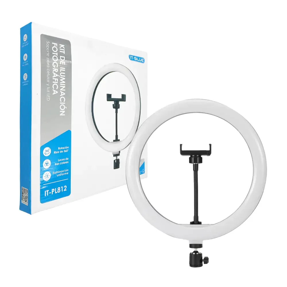Aro de luz 12in - 30cm con soporte para el celular y 3 modos de iluminación / it-pl812