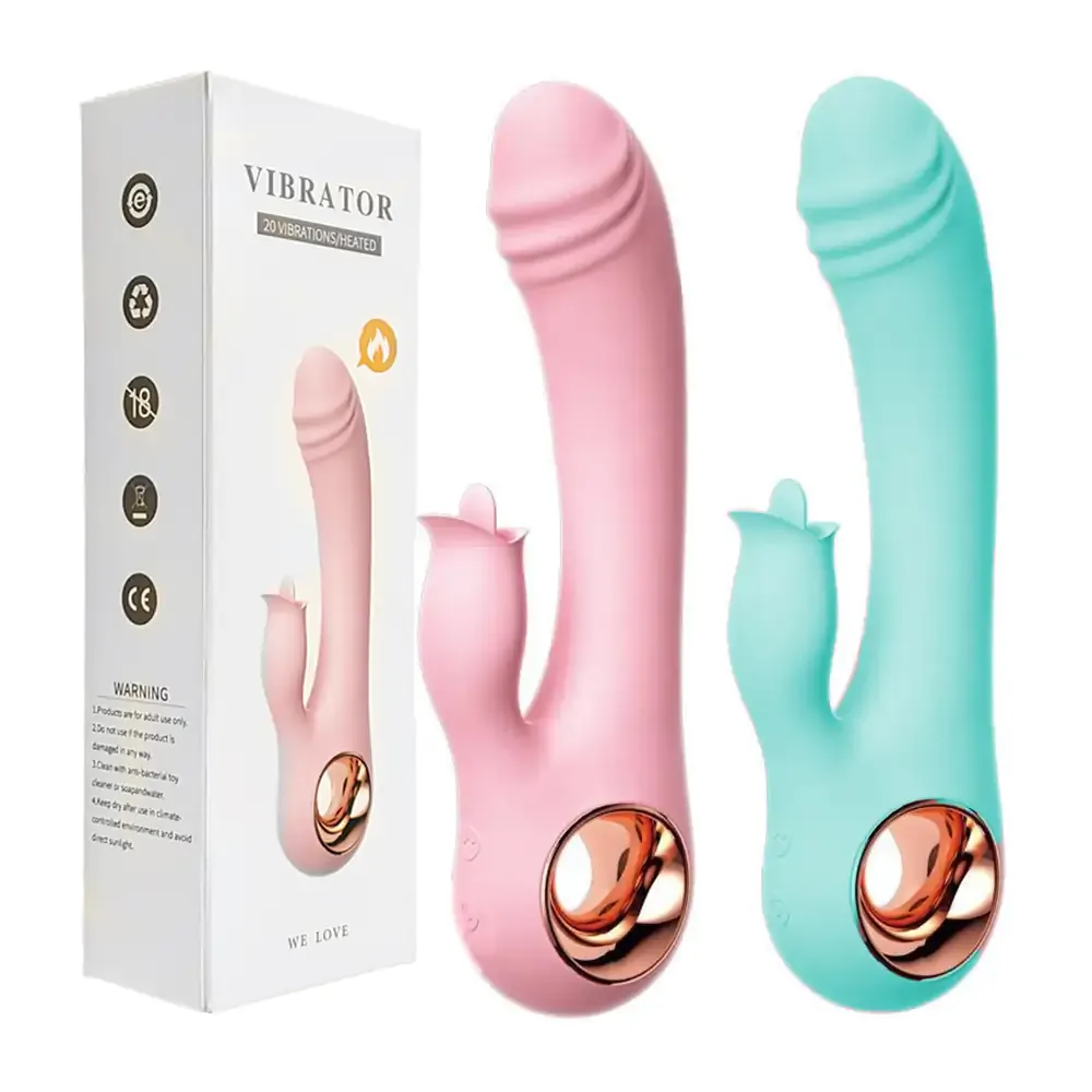 Dildo consolador con lengua estimulante para chicas, térmico con 20 velocidades