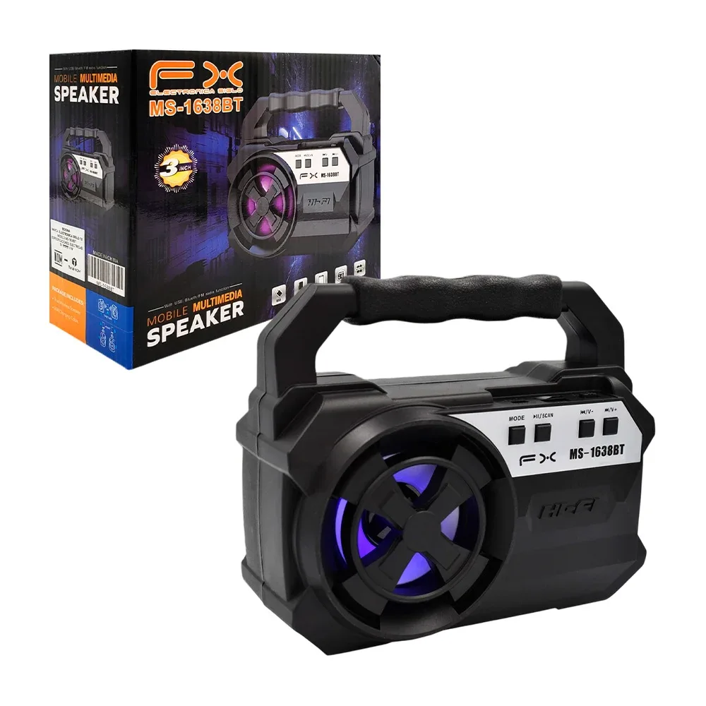Bocina fx inalámbrica, portátil, 3in con puerto usb, tf y radio / ms-1638bt