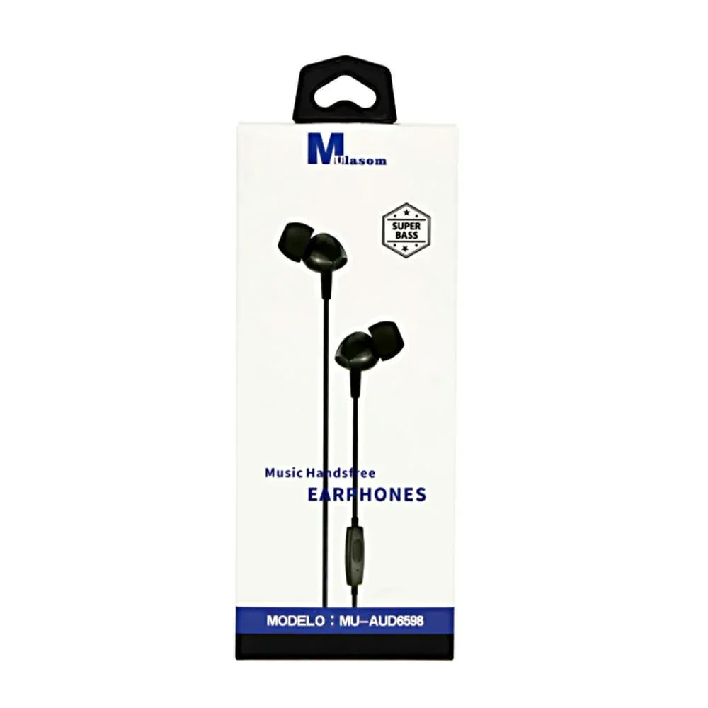 Audífonos alámbricos mulasom con controlador, almohadillas de silicona y entrada auxiliar / aud6598
