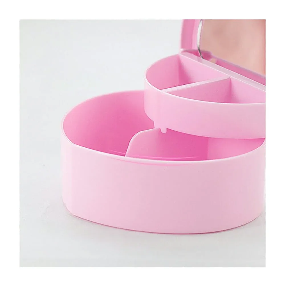 Joyero organizador en forma de corazón con 4 compartimentos y espejo en diseño de personajes hello kitty, variedad de diseños / tq188