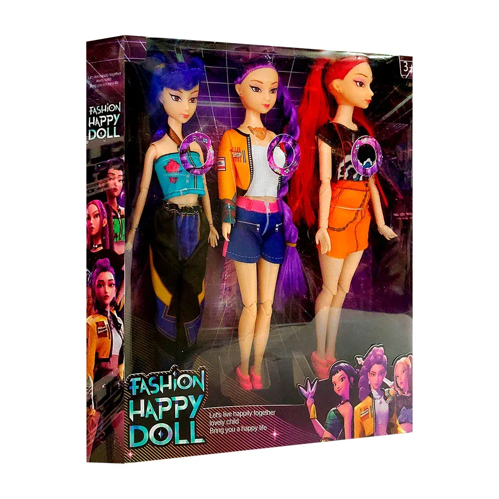Paquete con 3 muñecas articuladas fashion happy doll con luces y música / 639