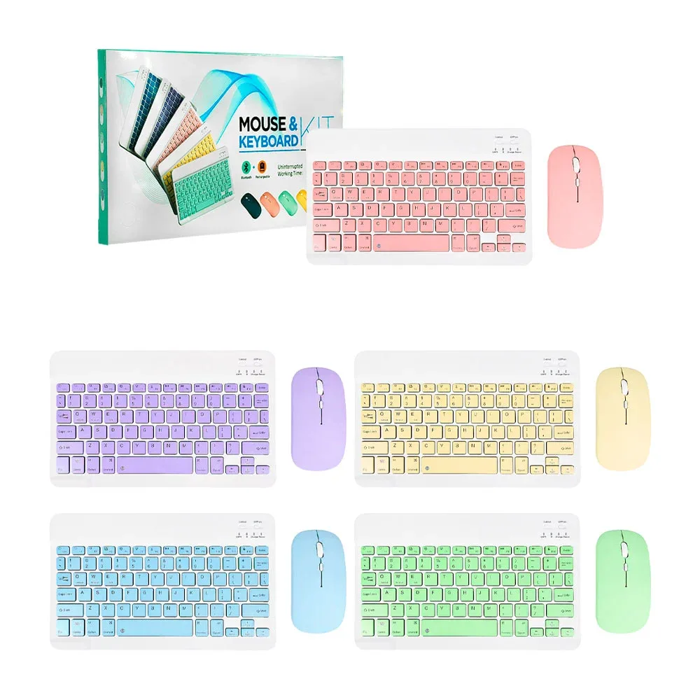 Combo teclado y mouse inalámbrico, 10in recargable, variedad de colores