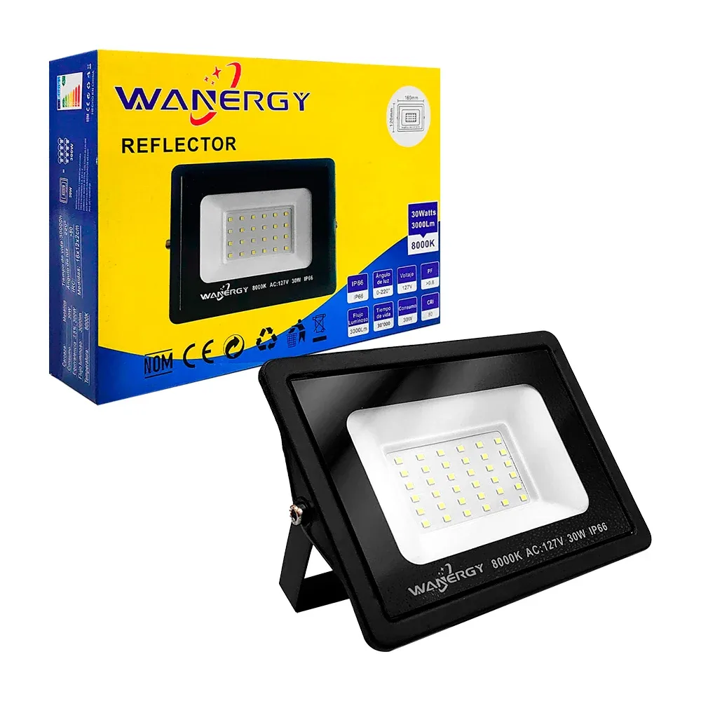 Reflector led wanergy de 30w en forma cuadrada con borde plástico / 40951