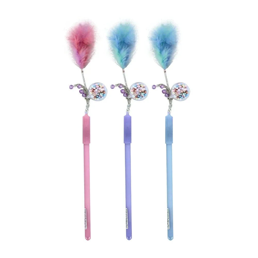 1pza Pluma de gel + llavero en forma de bolitas, variedad de colores hz-30-1