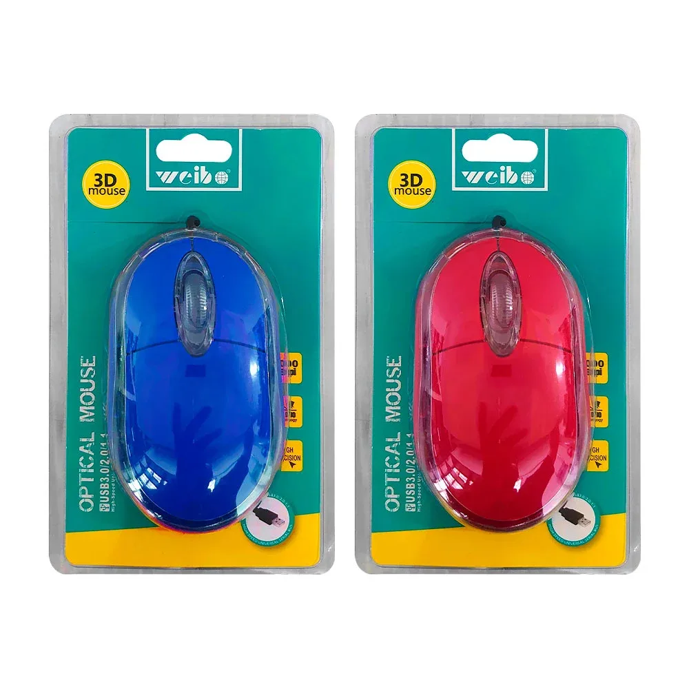 Mouse óptico alámbrico con luz led, diseño ergonómico, variedad de colores