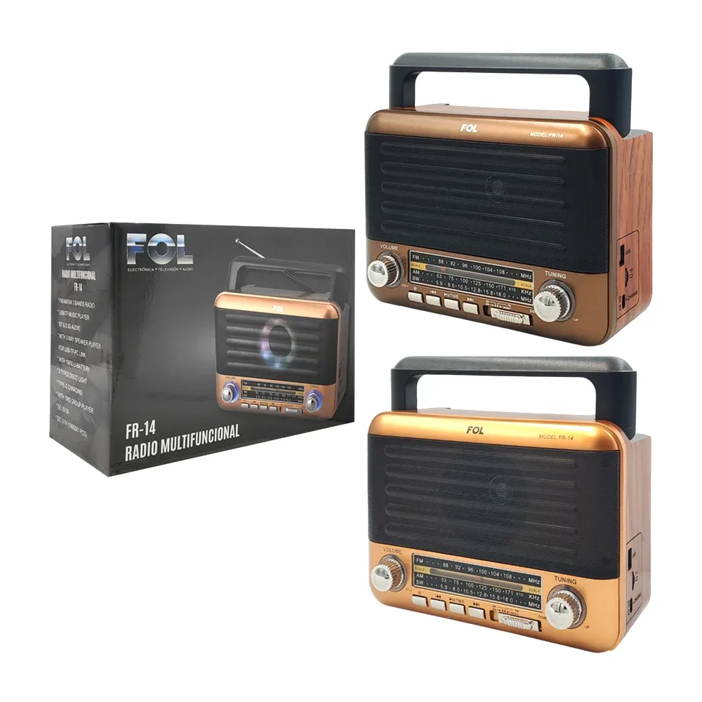 Radio bocina fol, multifuncional, puerto usb, tf, am-fm, luz rgb, variedad