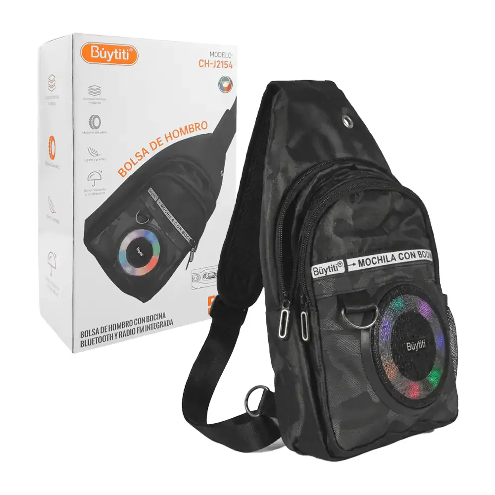 Pechera buytiti de 3 compartimentos + bocina inalámbrica bluetooth con luz rgb