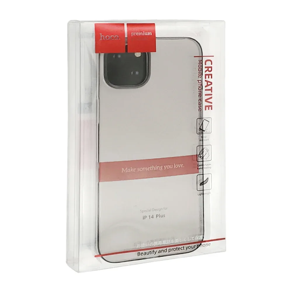 Funda protectora para iphone 14 plus de silicón traslúcida - transparente color negro / beautify and protect your phone / 779380 / creative case
