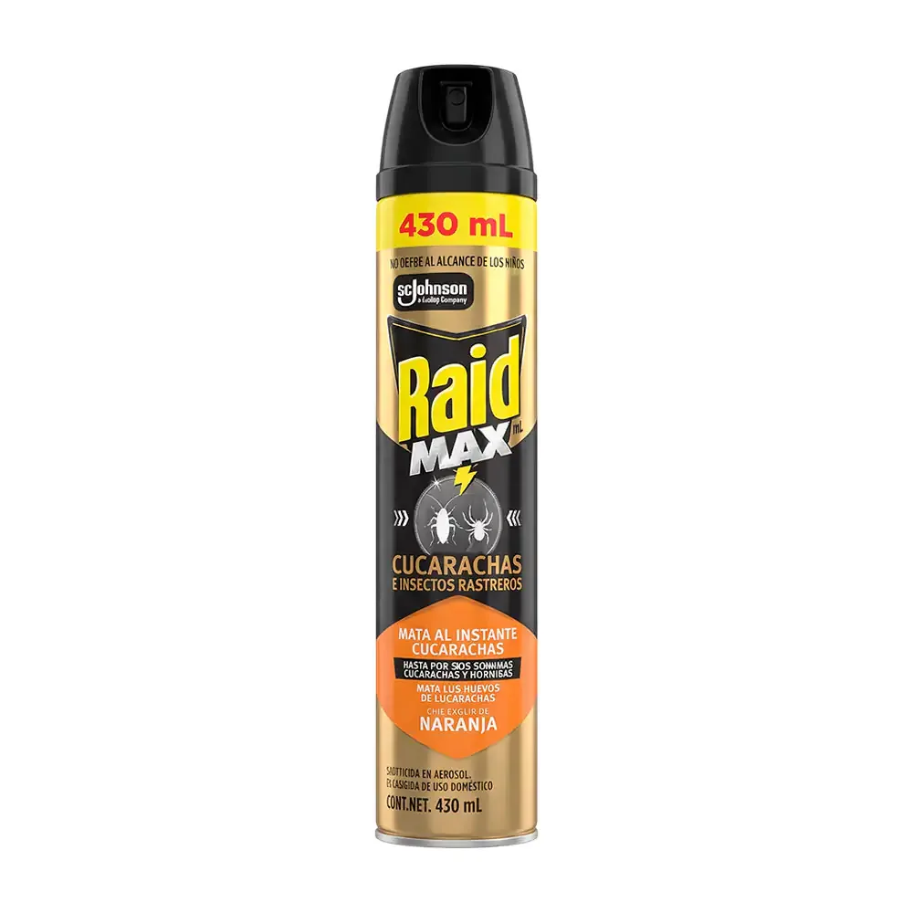 Raid max insecticida en aerosol contra las cucarachas y animales rastreros, 430ml