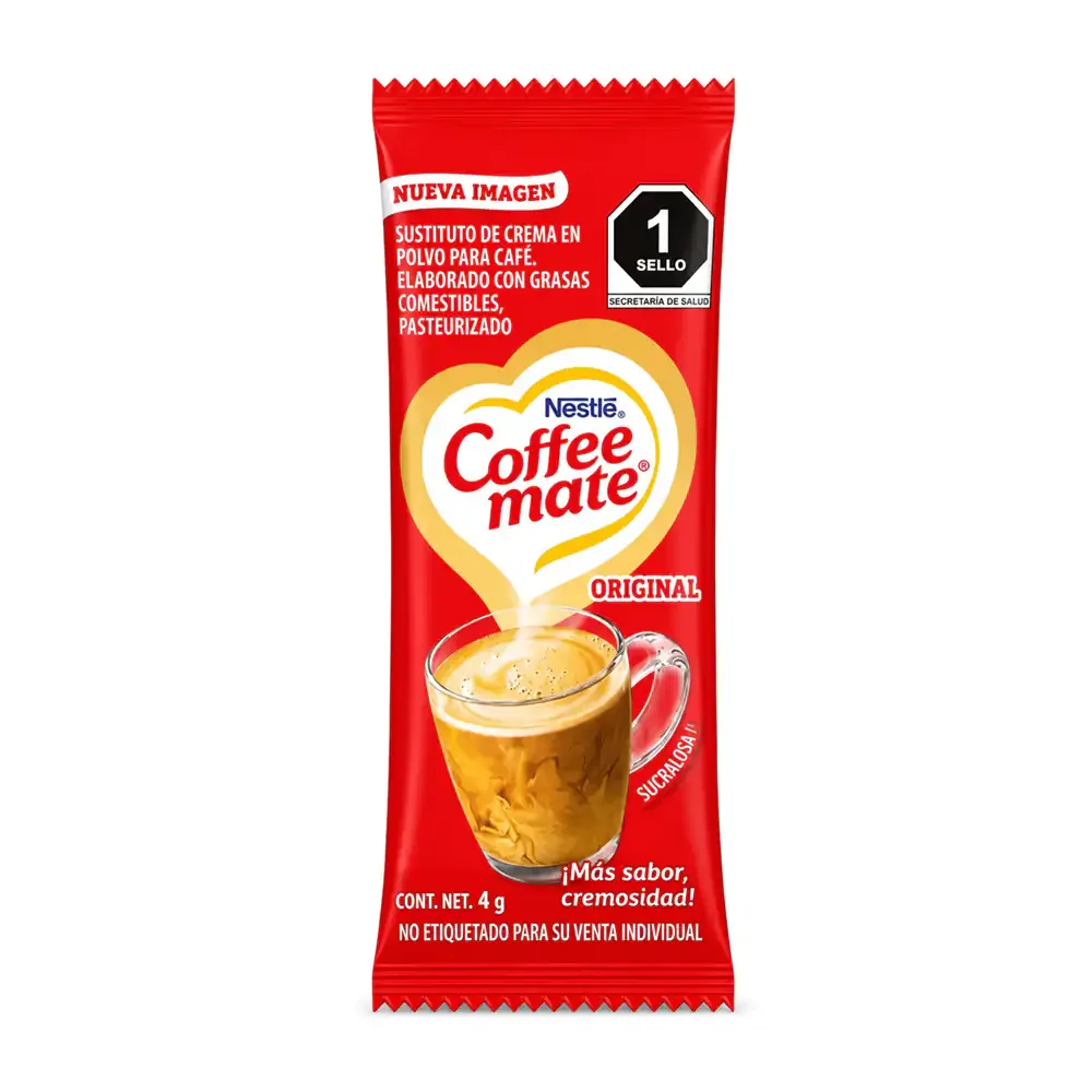 1pz sobrecito coffee mate original, sustituto de crema en polvo, 4g / 219106