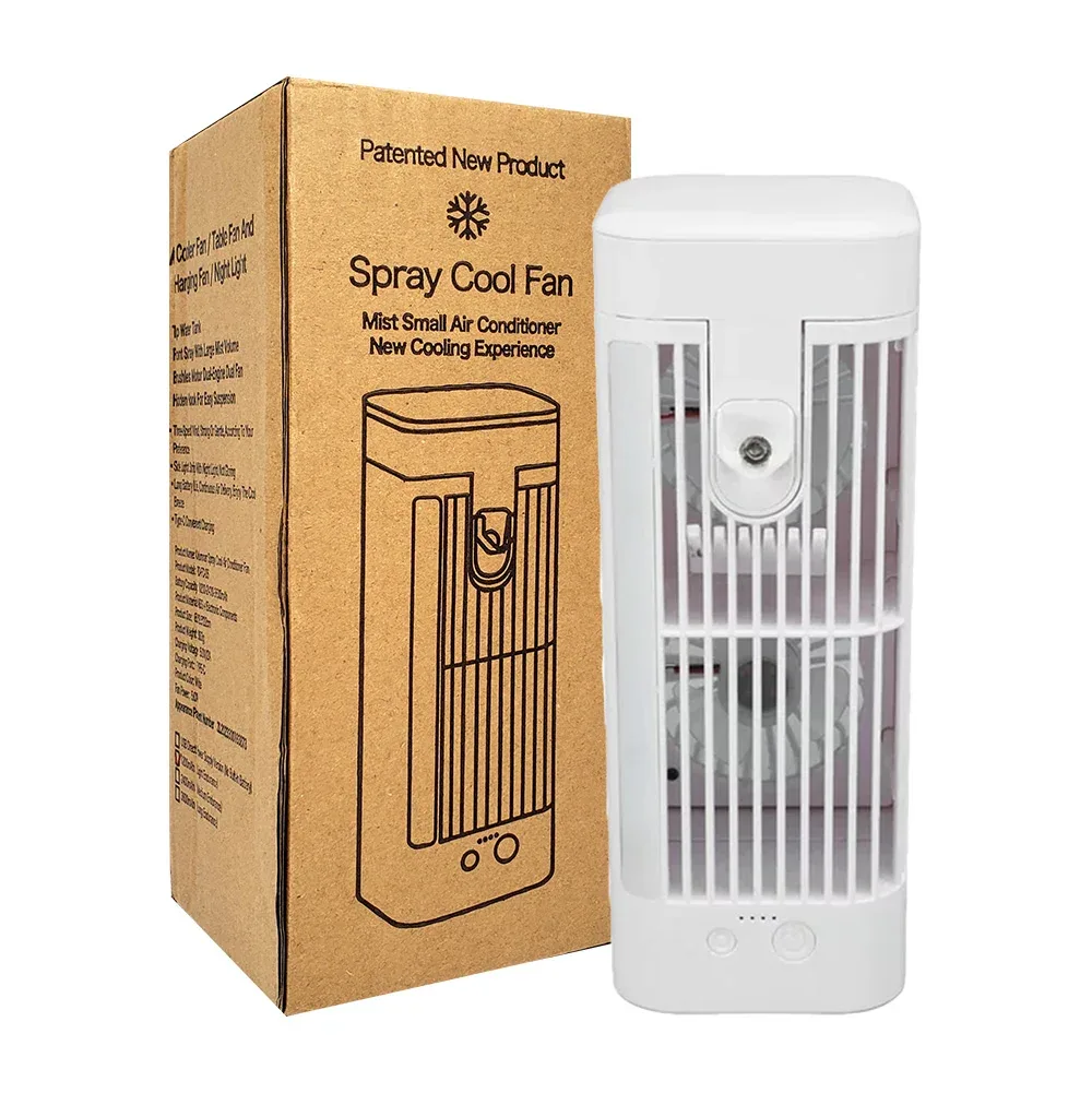 Ventilador doble tipo torre con 3 velocidades, lámpara y ventilador cooler / spray cool fan / pd-fc-05