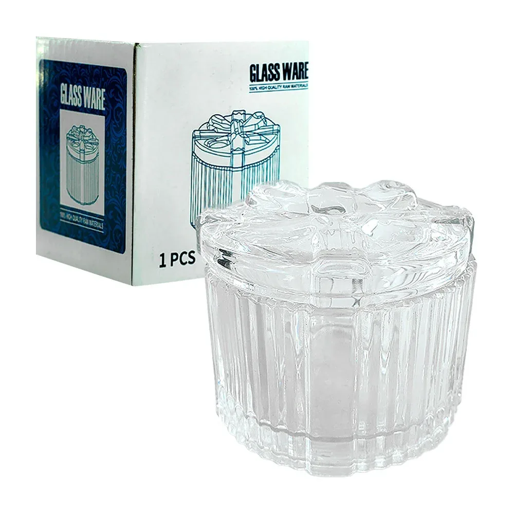 Azucarera de cristal estilo clásico con detalle de moño en tapa, 8.2x8.2x6.7cm
