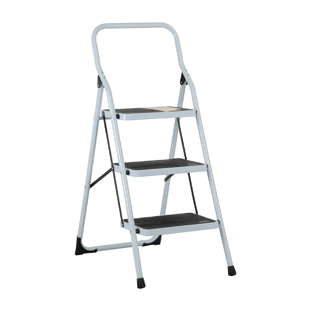 Escalera tubular plegable de acero con 3 escalones antiderrapantes / 0223